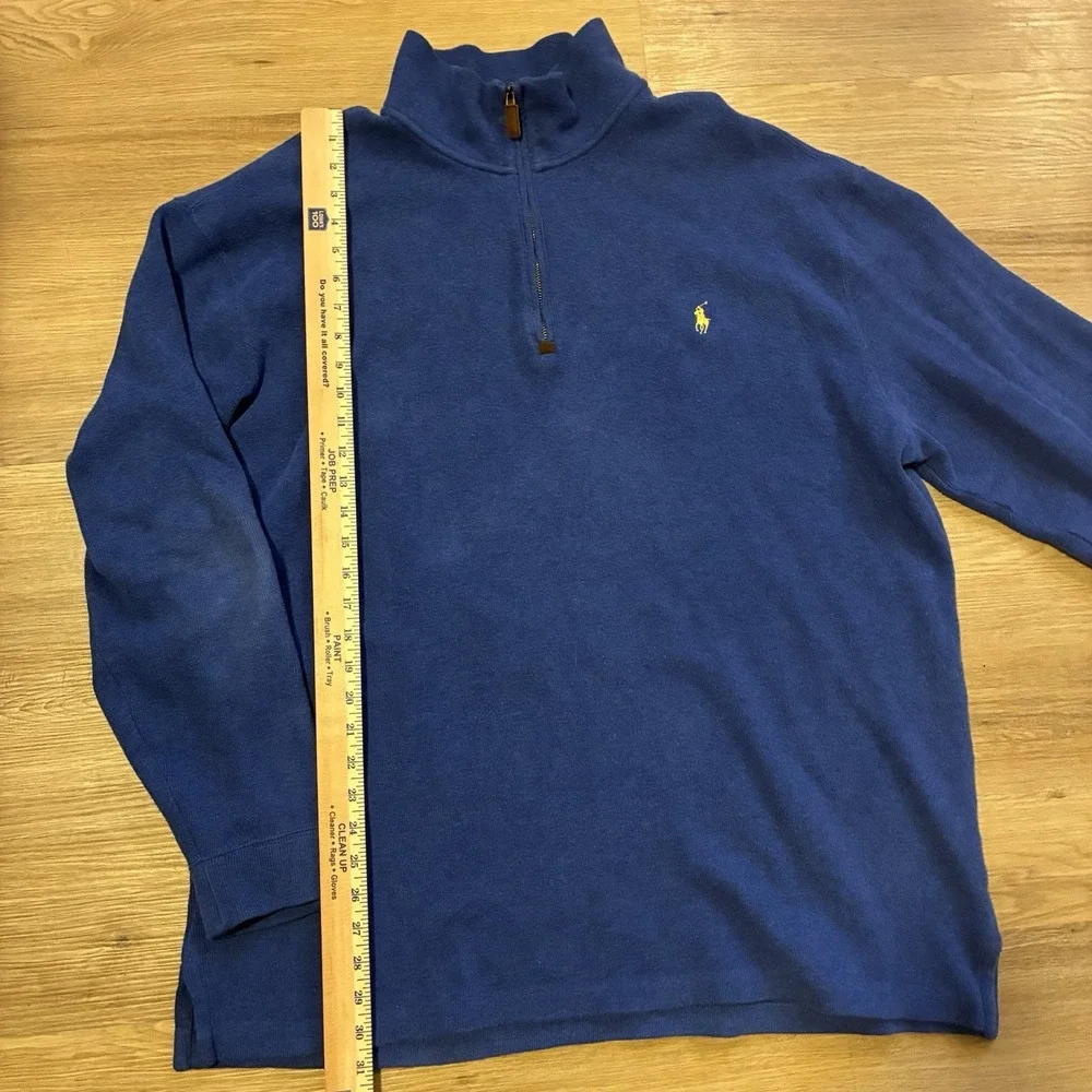 Polo Ralph Lauren Sweater Men's XL Tall Royal Blue 1/4 Zip Pullover Pony‎ Preppy